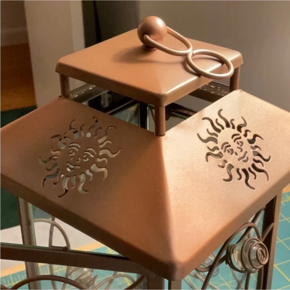Partylite Bronze Lantern with Cutout Design - NIB